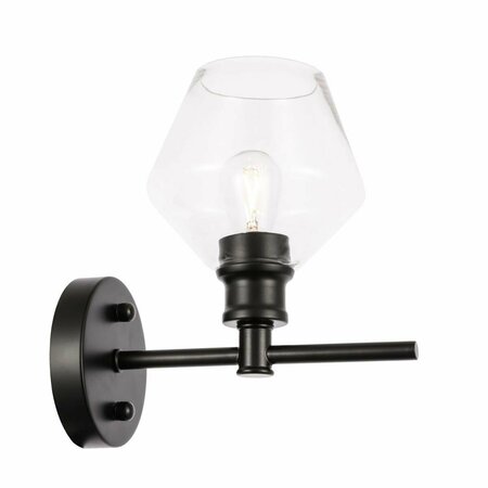 CLING Gene 1 Light Black & Clear Glass Wall Sconce CL2955365